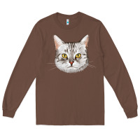 Chestnut American Shorthair Cat Face Long Sleeve Tee - LillyAllenDesigns