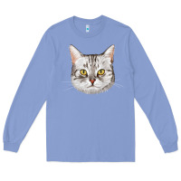 Colony Blue American Shorthair Cat Face Long Sleeve Tee - LillyAllenDesigns