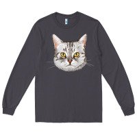 Smoke American Shorthair Cat Face Long Sleeve Tee - LillyAllenDesigns