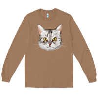 Toasted Coconut American Shorthair Cat Face Long Sleeve Tee - LillyAllenDesigns