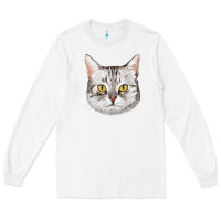 White American Shorthair Cat Face Long Sleeve Tee - LillyAllenDesigns