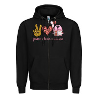 Black Peace Love Valentines Gnomes Zipper Hoodie - Jasminsmagicworld