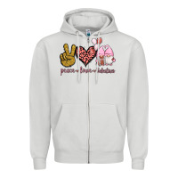 Dove Grey Peace Love Valentines Gnomes Zipper Hoodie - Jasminsmagicworld