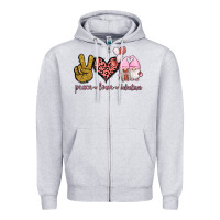 Heather Grey Peace Love Valentines Gnomes Zipper Hoodie - Jasminsmagicworld