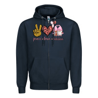 Navy Peace Love Valentines Gnomes Zipper Hoodie - Jasminsmagicworld