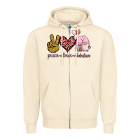 Sandshell Peace Love Valentines Gnomes Zipper Hoodie - Jasminsmagicworld