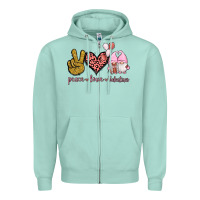 Seafoam Peace Love Valentines Gnomes Zipper Hoodie - Jasminsmagicworld