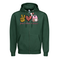 Sports Green Peace Love Valentines Gnomes Zipper Hoodie - Jasminsmagicworld