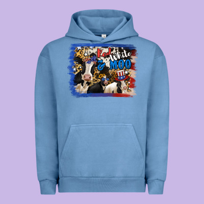 Red White Moo Heifers Urban Hoodie Designed By Ranaportraitstore