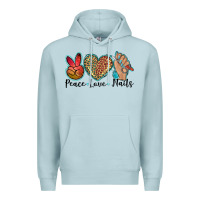 Blue Mist peace love nails Premium Hoodie - BarkalooDesign