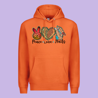 Peace Love Nails Premium Hoodie Designed By Barkaloodesign