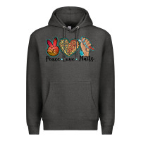 Charcoal Heather peace love nails Premium Hoodie - BarkalooDesign