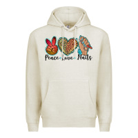 Oatmeal Heather peace love nails Premium Hoodie - BarkalooDesign