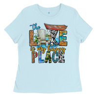 Baby Blue the lakes my happy place Ladies Tee - CowhideDigitalArt