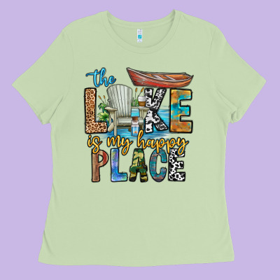 The Lakes My Happy Place Ladies Tee Designed By Cowhidedigitalart