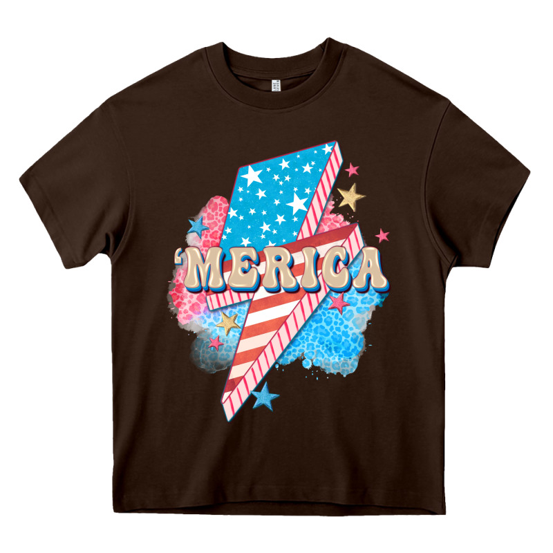 Merica Leopard Lightning Bolt Heavy Core Tee by FaDigitalArtStudio | Teevron