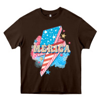 Chocolate Brown Merica leopard lightning bolt Heavy Core Tee - FaDigitalArtStudio