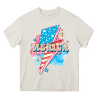 Cream Merica leopard lightning bolt Heavy Core Tee - FaDigitalArtStudio