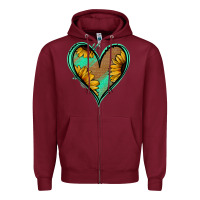 Burgundy Sunflower Heart Zipper Hoodie - Jasminsmagicworld