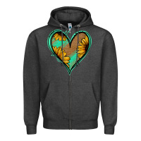 Charcoal Heather Sunflower Heart Zipper Hoodie - Jasminsmagicworld
