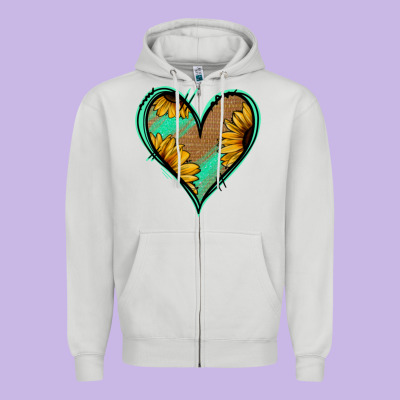 Sunflower Heart Zipper Hoodie Designed By Jasminsmagicworld