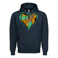 Navy Sunflower Heart Zipper Hoodie - Jasminsmagicworld
