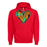 Red Sunflower Heart Zipper Hoodie - Jasminsmagicworld