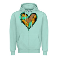 Seafoam Sunflower Heart Zipper Hoodie - Jasminsmagicworld