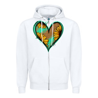 White Sunflower Heart Zipper Hoodie - Jasminsmagicworld