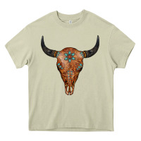 Mossy Western Tooled Leather Bull Skull Heavy Core Tee - Jasminsmagicworld