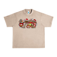 French Oak Christmas Dog Coffee Urban Heavy Tee - CowhideDigitalArt