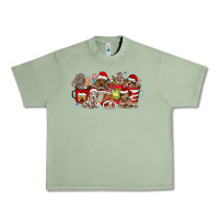 Oil Green Christmas Dog Coffee Urban Heavy Tee - CowhideDigitalArt