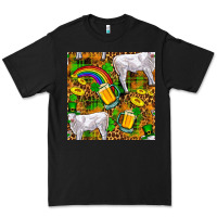 St. Patricks Cow With Rainbow And Beer Seamless Premium Tee | Teevron
