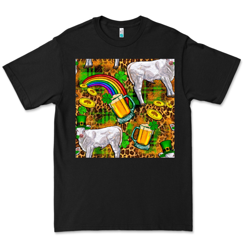 St. Patricks Cow With Rainbow And Beer Seamless Premium Tee by FaDigitalArtStudio | Teevron