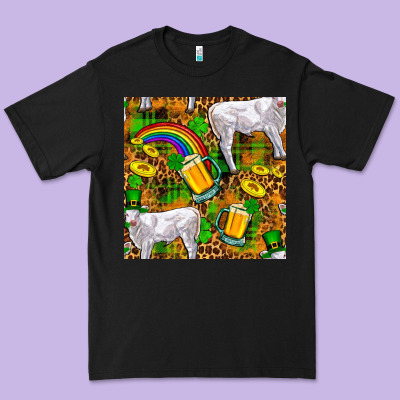 St. Patricks Cow With Rainbow And Beer Seamless Premium Tee Designed By Fadigitalartstudio
