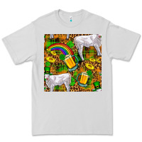 Dove Grey St. Patricks Cow With Rainbow And Beer Seamless Premium Tee - FaDigitalArtStudio