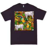 Plum St. Patricks Cow With Rainbow And Beer Seamless Premium Tee - FaDigitalArtStudio