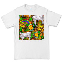 White St. Patricks Cow With Rainbow And Beer Seamless Premium Tee - FaDigitalArtStudio