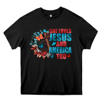 Black She love Jesus and America too Heavy Core Tee - FaDigitalArtStudio