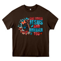 Chocolate Brown She love Jesus and America too Heavy Core Tee - FaDigitalArtStudio