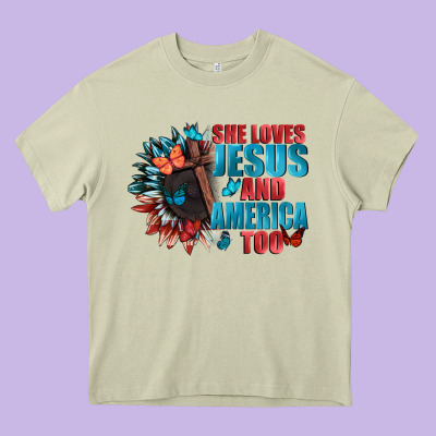 She Love Jesus And America Too Heavy Core Tee Designed By Fadigitalartstudio