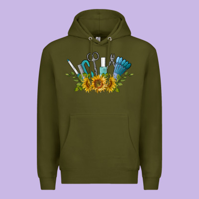 Nail Tools With Sunflower Premium Hoodie Designed By Barkaloodesign