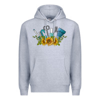 Heather Grey nail tools with sunflower Premium Hoodie - BarkalooDesign