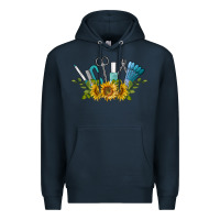 Navy nail tools with sunflower Premium Hoodie - BarkalooDesign