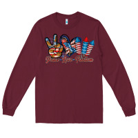 Burgundy peace love freedom Long Sleeve Tee - RacoonDesign
