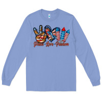 Colony Blue peace love freedom Long Sleeve Tee - RacoonDesign