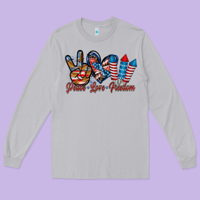 Peace Love Freedom Long Sleeve Tee Designed By Racoondesign