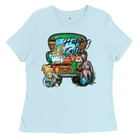 Baby Blue Happy Easter Ladies Tee - CowhideDigitalArt