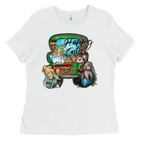 White Happy Easter Ladies Tee - CowhideDigitalArt