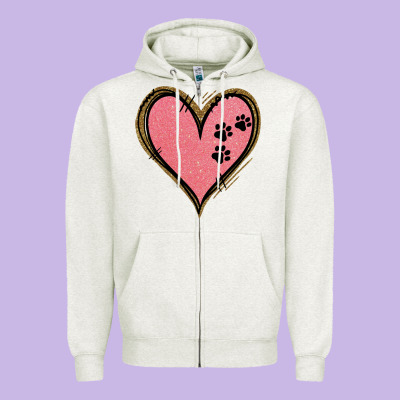 Pink Glitter Heart Zipper Hoodie Designed By Jasminsmagicworld